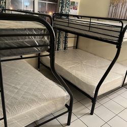 2 Twin over full bunk beds frame and free delivery in box with the mattress and