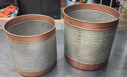 2 Nice Matching Galvanized Planters