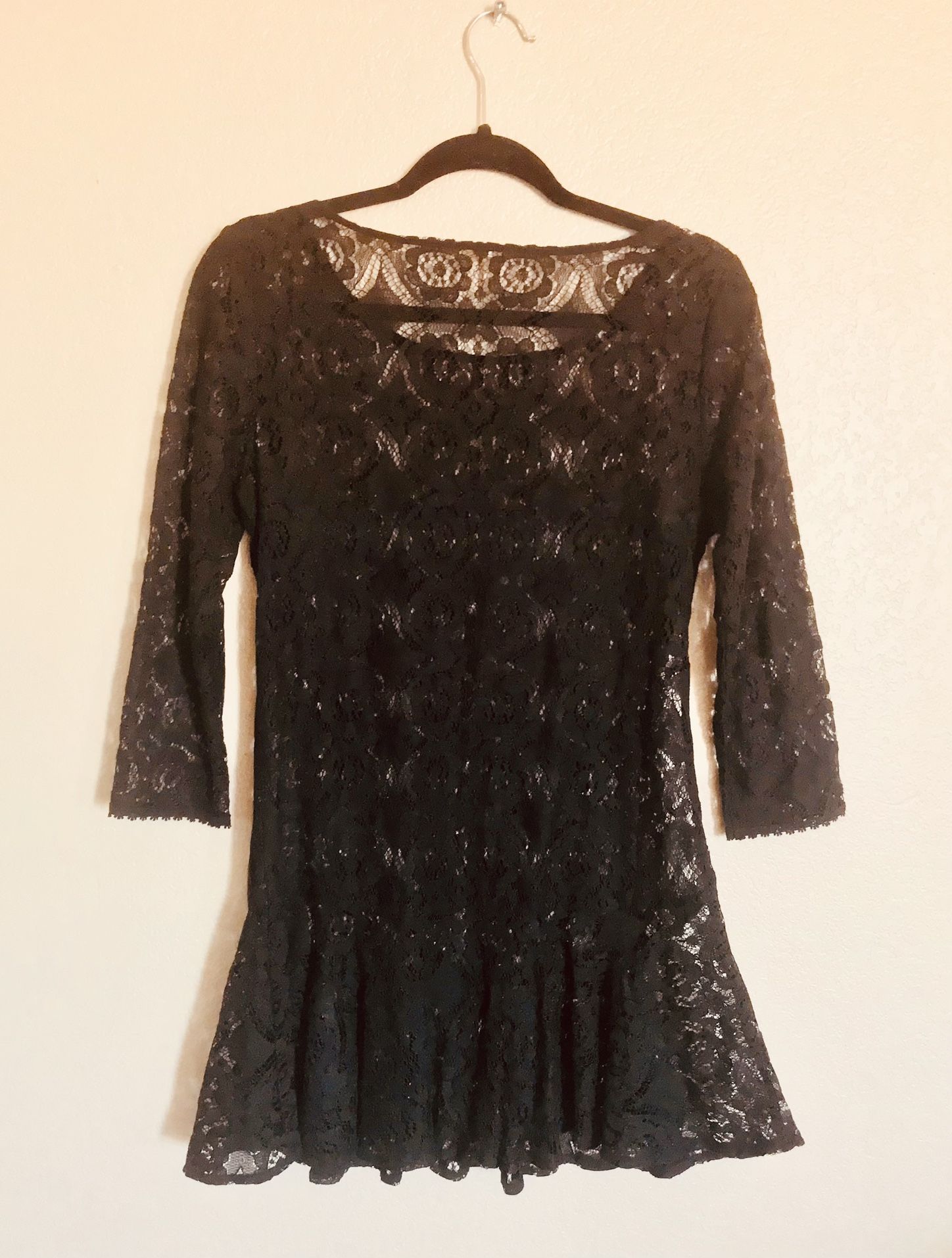 Free People Sheer Black Lace Tunic Size 6