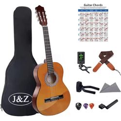 Beginner Classical Acoustic Guitars 36 Inch 3/4 Size Kids Junior Guitar Guitarra Acustica Soft Nylon Strings With Chord Poster Bag Strap Tuner Hanger 