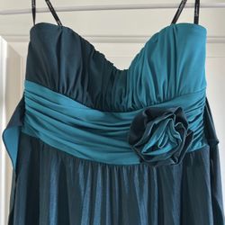 Floor length Teal Formal Dress