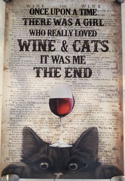 New Cat with Wine glass poster painting