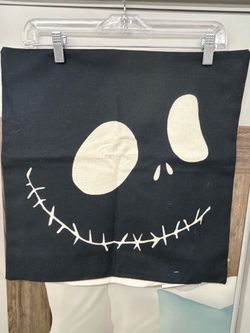 4pc Jack Skellington Skeleton 16x16 pillow Cloth Black/White Square Reusable