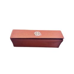 Tory Burch Saffiano Sunglasses Case Color is Orange Gold Hardware