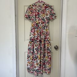 Floral maxi dress, short sleeves, size M