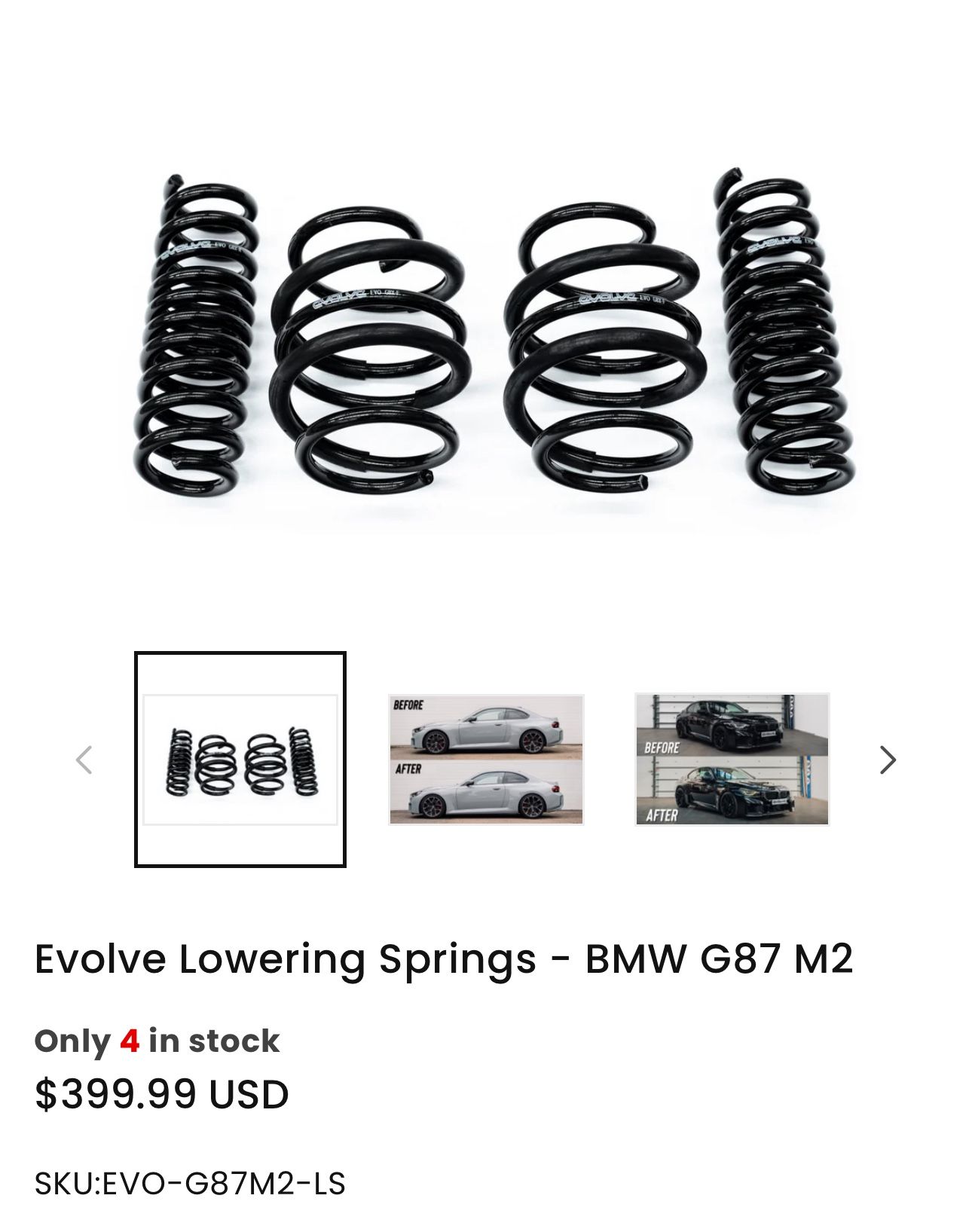 Evolve auto G8x Lowering Springs