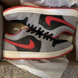 Air Jordan 1 Low Black/Fire Red-Cement Grey- Size Men 9