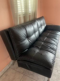 Leather sofa opens up