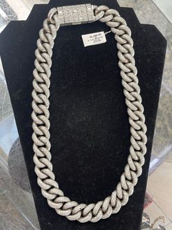 24” Heavy Iced Out Sterling Silver .925 Cuban Link Chain 661 Grams Mossanaite