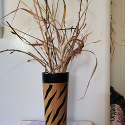 Tiger Stripe Vase with Dried Flower Arrangement 