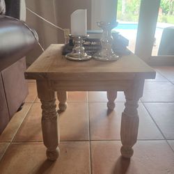 Farmhouse style pinewood, rustic side tables. 2 included. Pinewood
