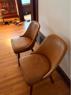 Brown Leather Chairs Set of 2