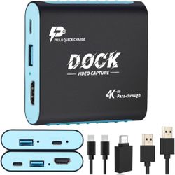 2-in-1 Switch 2 Dock & Capture Card for Nintendo Switch 2/Switch/Steam Deck-1080P 60Hz, USB3.0, 4K HDMI Docking Station with USB-C PD 100W Charging |