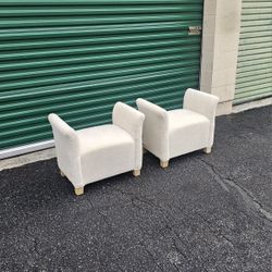 Custom Made Faux Shearling Bench Vanity Stool Accent Chair Ottoman Modern Contemporary Art Deco