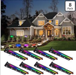 (Brand New in Box) 
Modern 7inch RGBW LED Hardscape Lighting,9 Modes Color Changing Retaining Wall Lights,12V AC/DC 3W Low Voltage Landscape Lighting,