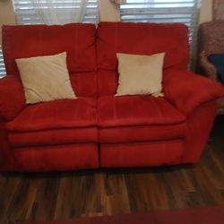 Red Microfiber Reclining Loveseat