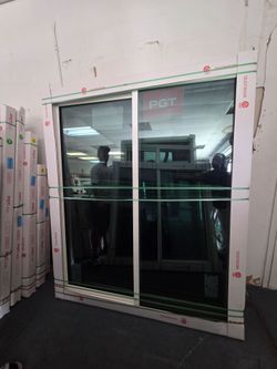 (3) Brand New 63W x 75.5H PGT Impact Vinyl Sliding Window