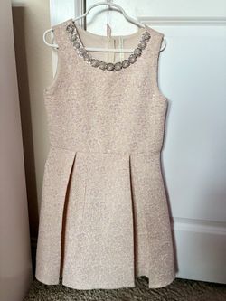 Brocade girls dress in beautiful beige and light pink