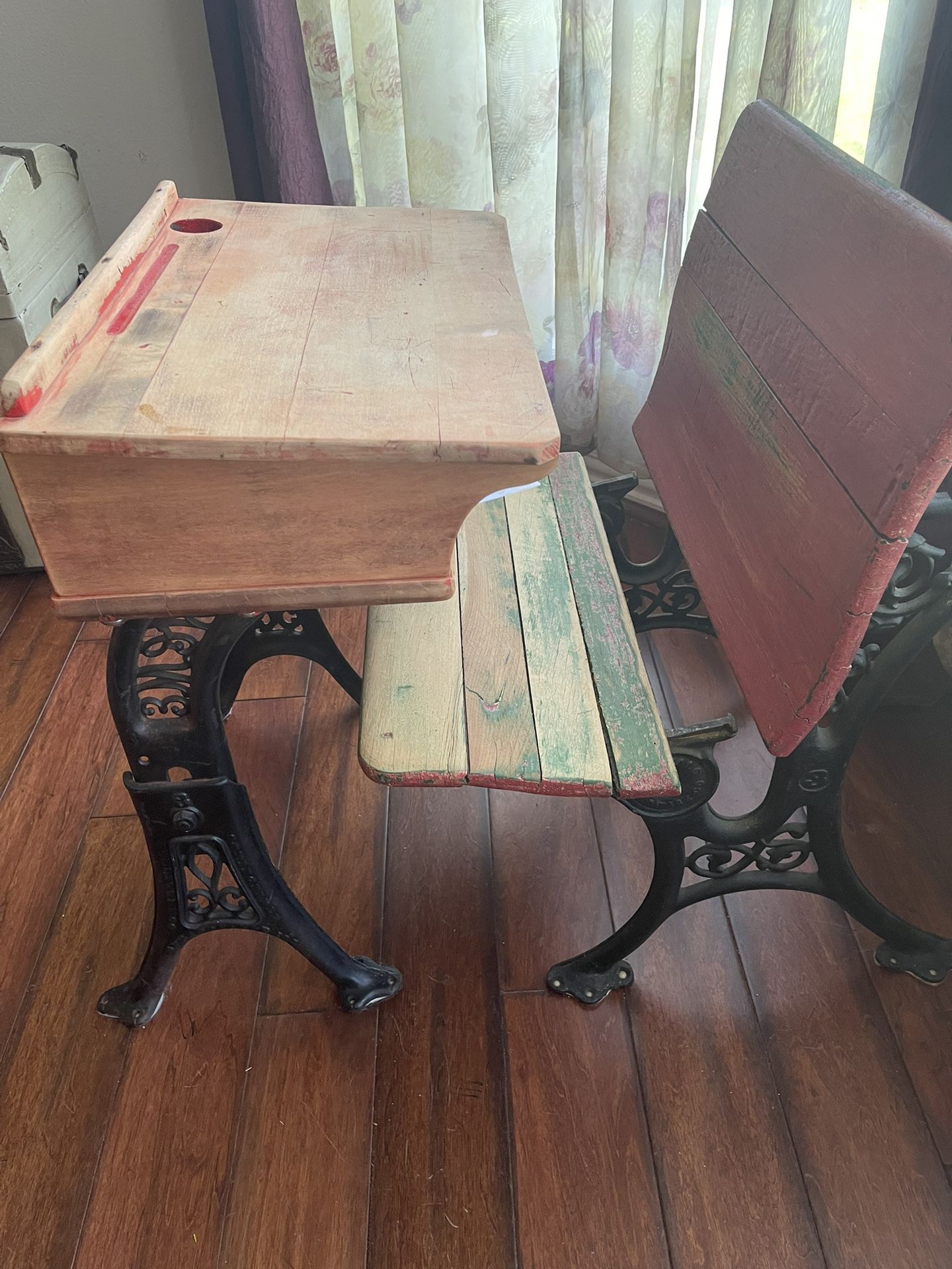 Antique Child’s Classroom Desk And Chair