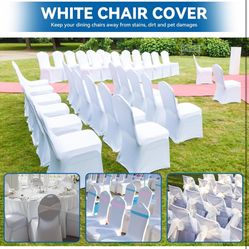 50 Pieces White Chair Covers - Versatile Stretch Polyester Spandex Dining Chair Slipcovers for Dining, Party, Wedding, Banquet, and More