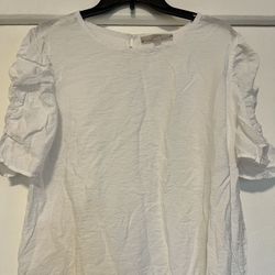 LOFT Ruffled Sleeve Women Blouse White Size XL