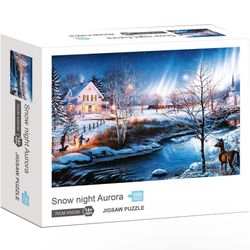  Snow Night Aurora 1000 Piece Jigsaw Puzzle