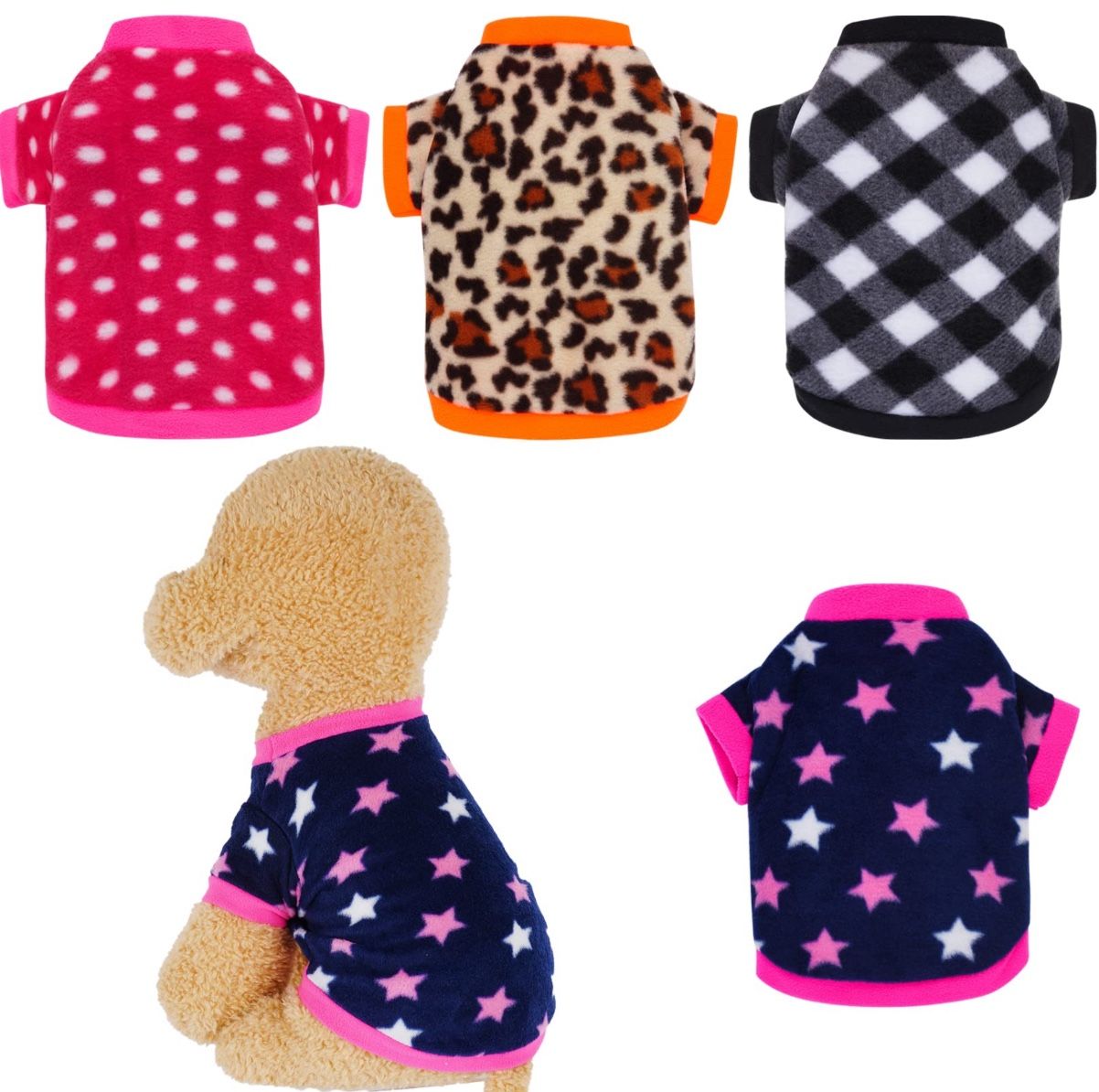Rbenxia 4 Pieces Dog Fleece Sweaters Puppy Warm Sweater Doggie Sweatshirt Soft Fleece Dog Pajamas Puppy Clothes Winter Dogs Outfits For Small Dogs Cat