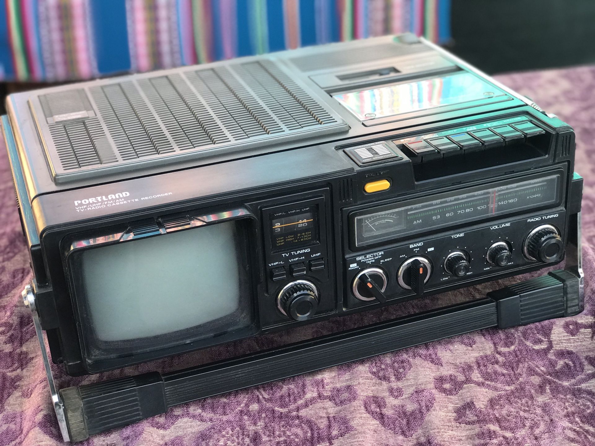 Vintage 1981 Portable 5”inch TV RADIO CASSETTE RECORDER Earthquake