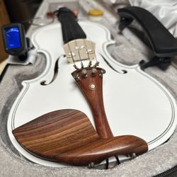 Beautiful White Violin with New Bow, Digital Tuner, Shoulder Rest, Extra Strings $160 Firm