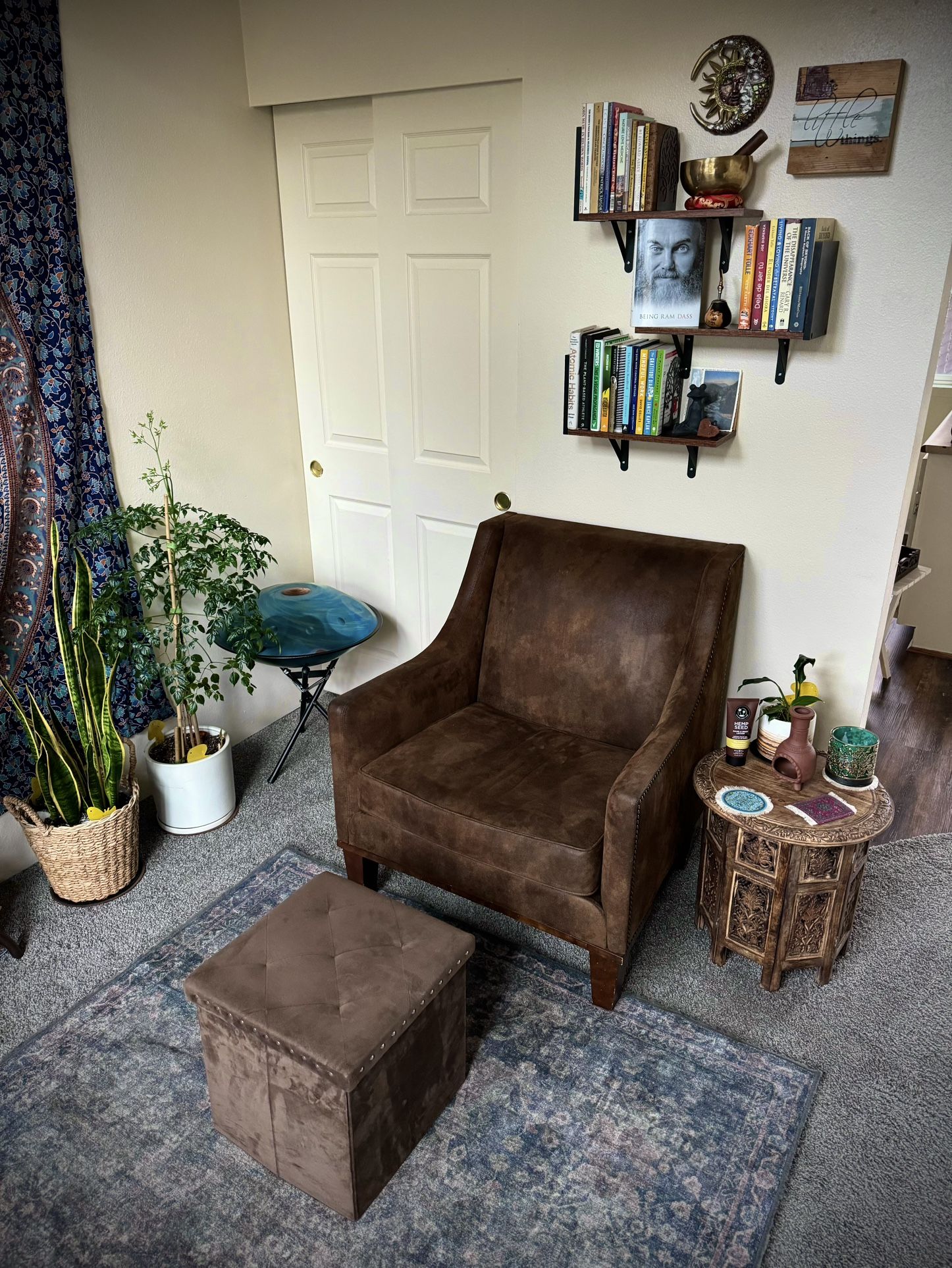 Vintage Uttermost Clay Authentic Leather Armchair w/ Ottoman Storage. TODAY ONLY!