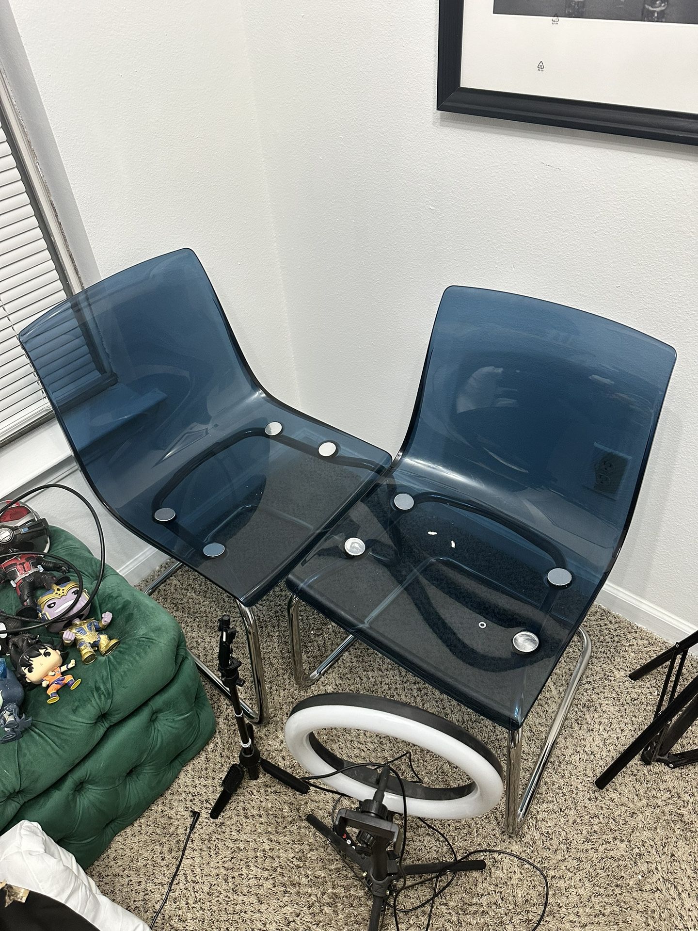 Two Clear Blue Dining Chairs!