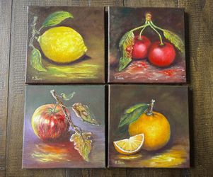 Original Oil Painting On Canvas 8x8 In Each 