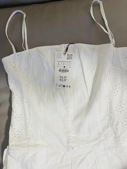ZARA White Eyelet Cotton Mini Sundress
