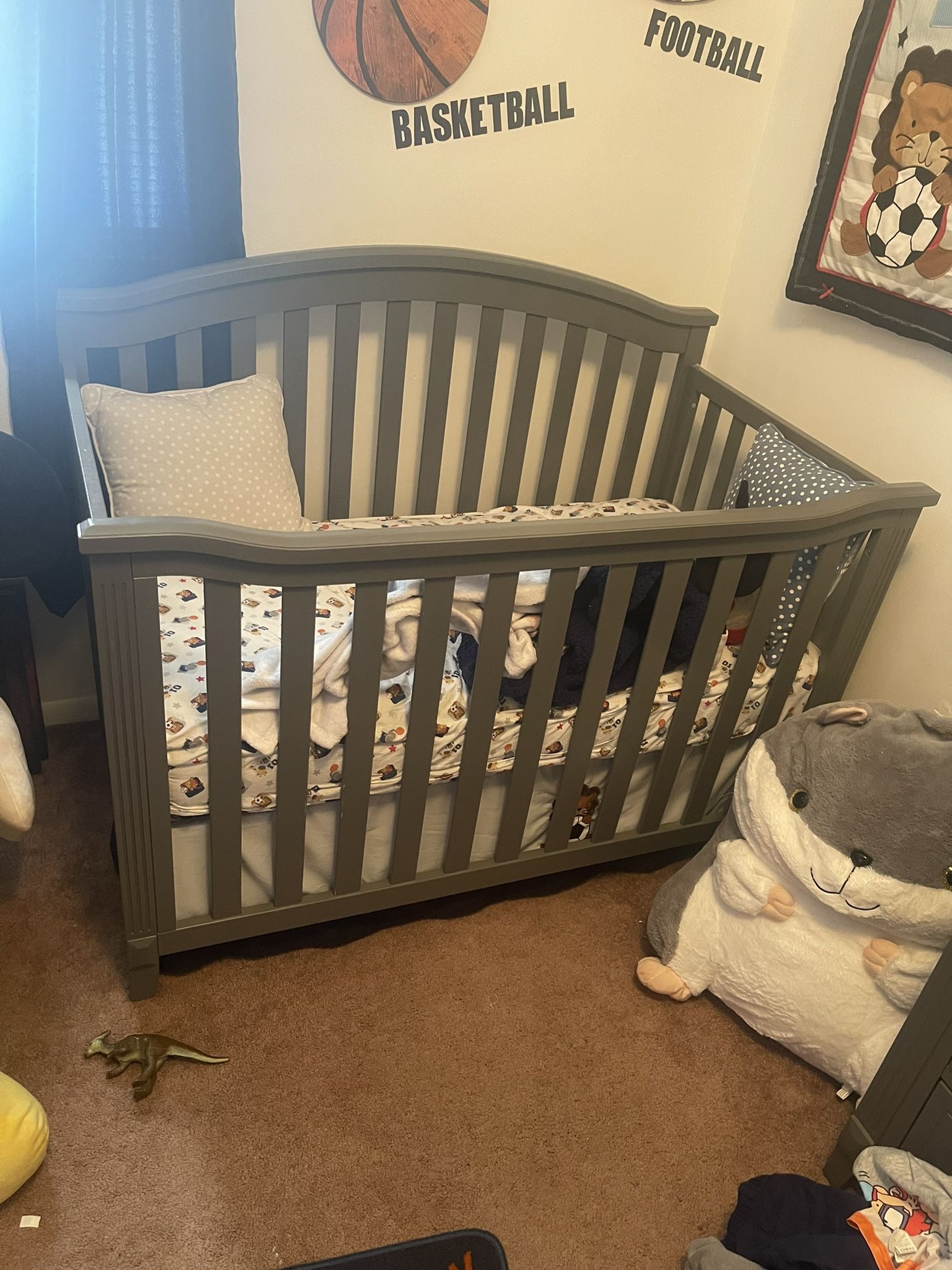 BABY CRIB ,Changing table And Dresser All 3 light gray Like New Or Best Offer