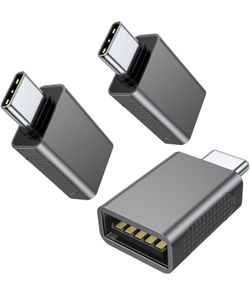AuviPal 10Gbps USB C to USB Adapter (3 Pack), USB 3.2 Gen 2 Fit Side by Side, USB C Male to USB A Female Converter for iPhone 16 15 Series, iPad, MacB