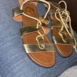 New Castalia Mx Gold Gladiator Sandals 