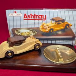 Vintage Castleton  / Ash Tray with 5" Antique Woodie Car Vintage Castleton  / Ash Tray with 5" Antique Woodie Car 