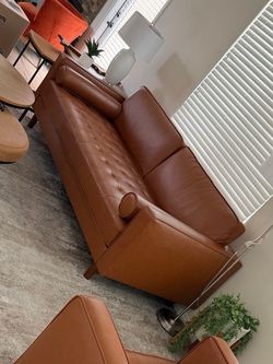 Mid-Century Modern Leather Sofa