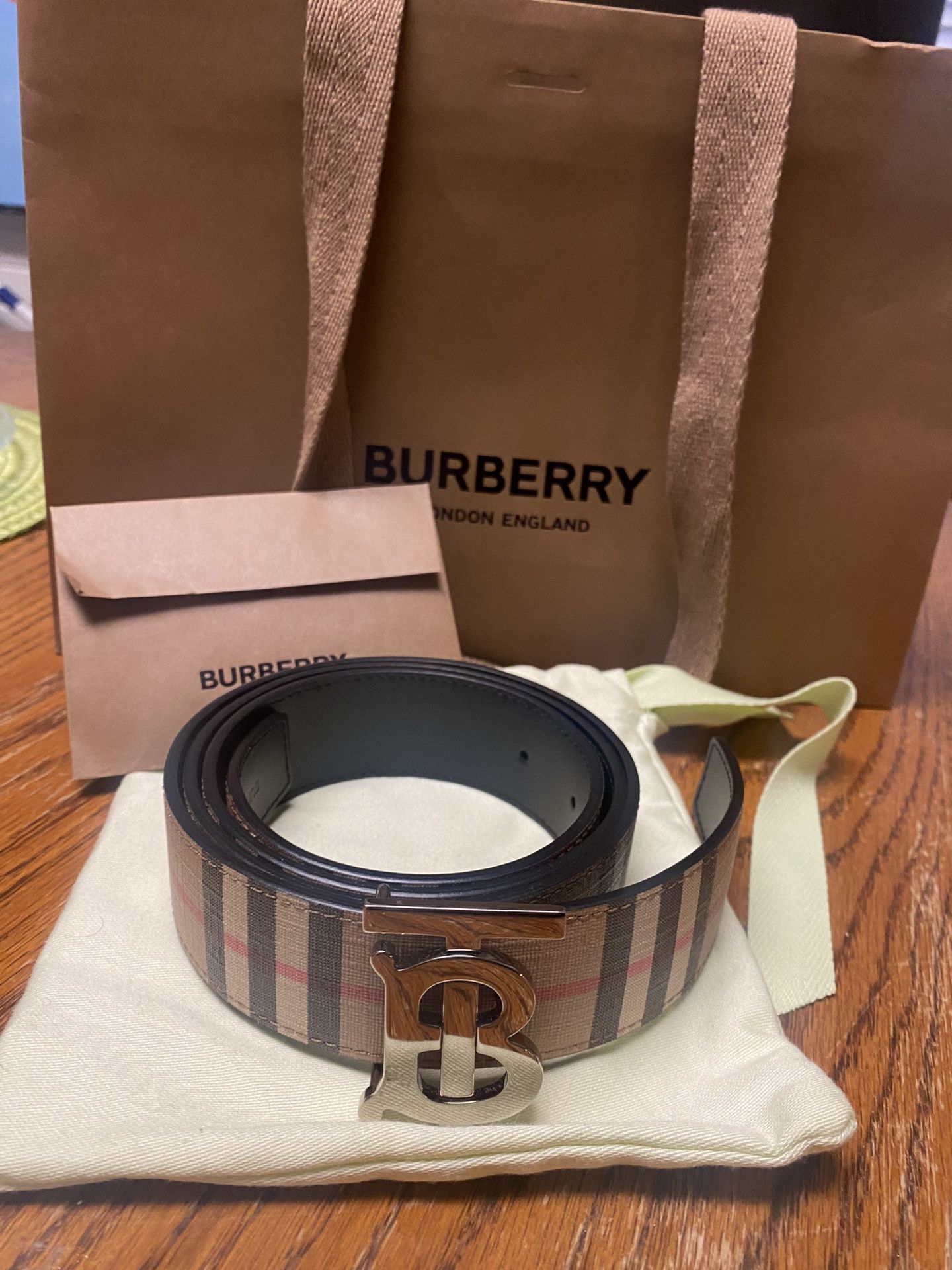 Burberry Reversible Monogram Motif Vintage Check Belt Men’s 36/90 Everything Included