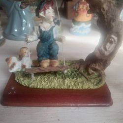 Da Vinci Collection Boy Swing On Tree & Dog Figurine 