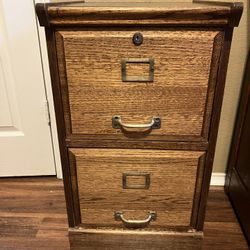 Two Drawer Wooden File Cabinet On Wheels