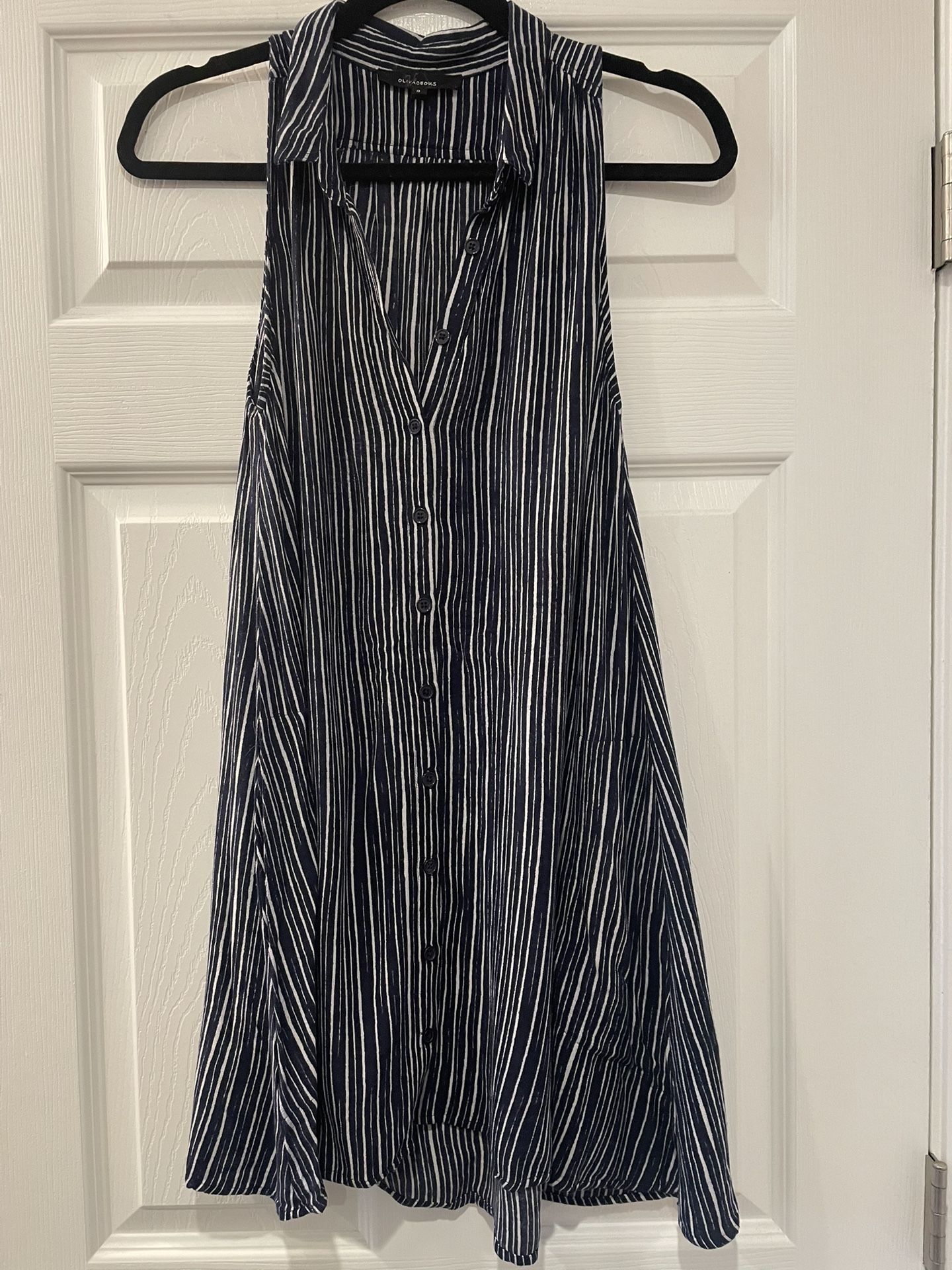 Olivaceous Navy And White Stripped Dress