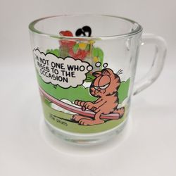 Vintage McDonalds Garfield Glass Coffee Mug Cup 1980 EUC "Rise To The Occasion"