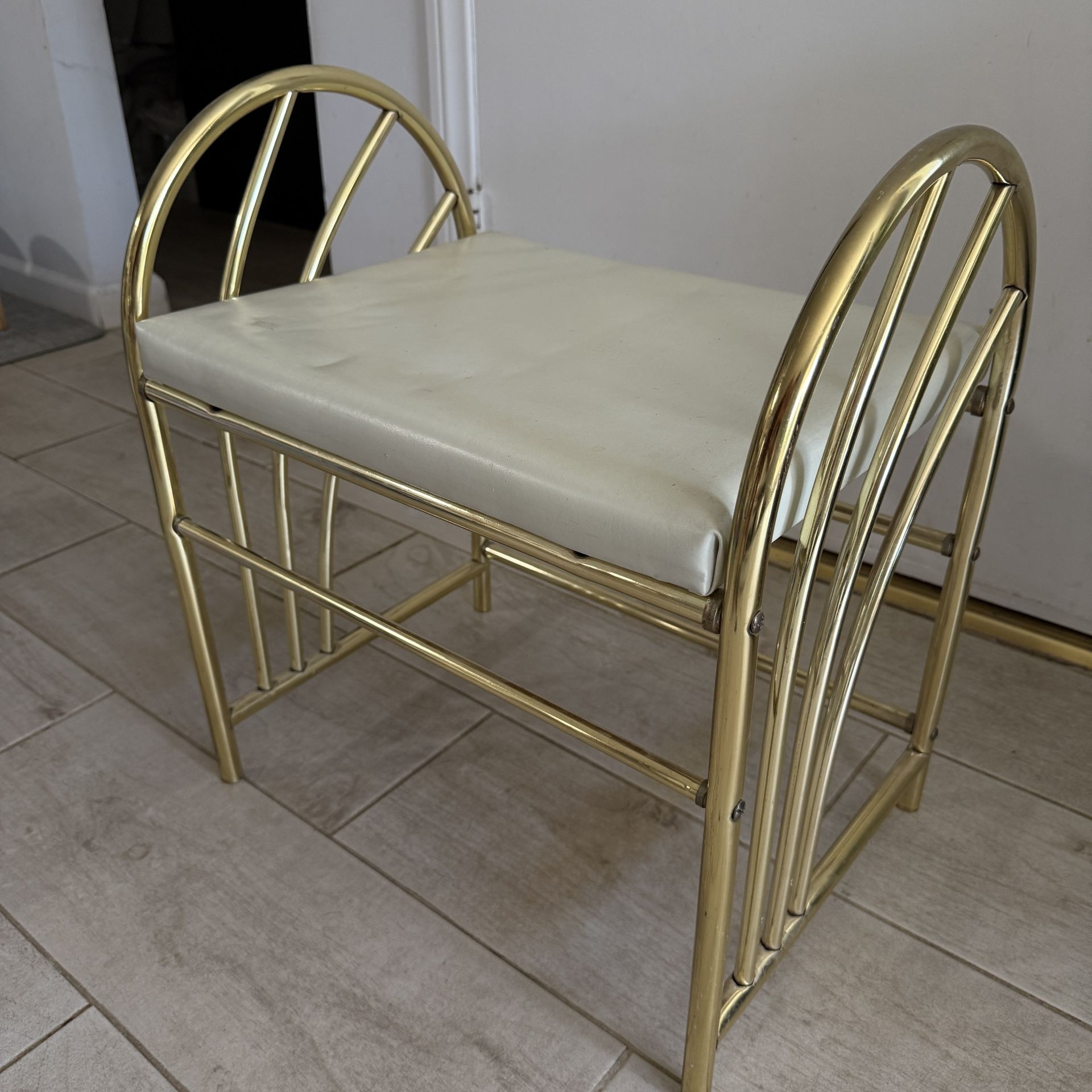 Art Deco Brass Vanity Bench