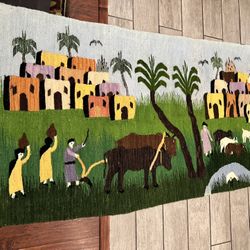 Large Vintage Wool Wall Hanging Made In The Middle East