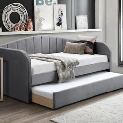 Twin Twin Grey Daybed With Ortho Mattress Included 