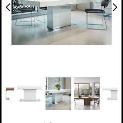 Beautiful Lugo White Table With 6 Clear Chairs