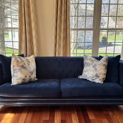 Cobalt Blue Tufted Sofa