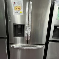 Extra 10% Off! Refrigerator French Door Fridge Stainless Steel W/ Water Ice LG