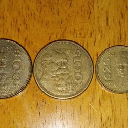1980's Mexican 100 And 20 Peso Carranza Eagle Coins